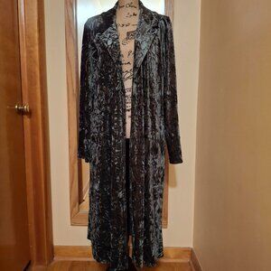 NWT Natural Life Green Crushed Velvet Boho Duster Kimono Jacket Women's L/XL